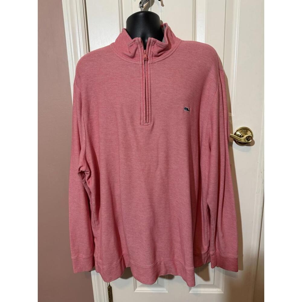 Vineyard Vines Long Sleeve 1/4 Zip Pullover Mens 2XB Cotton Coral Pink